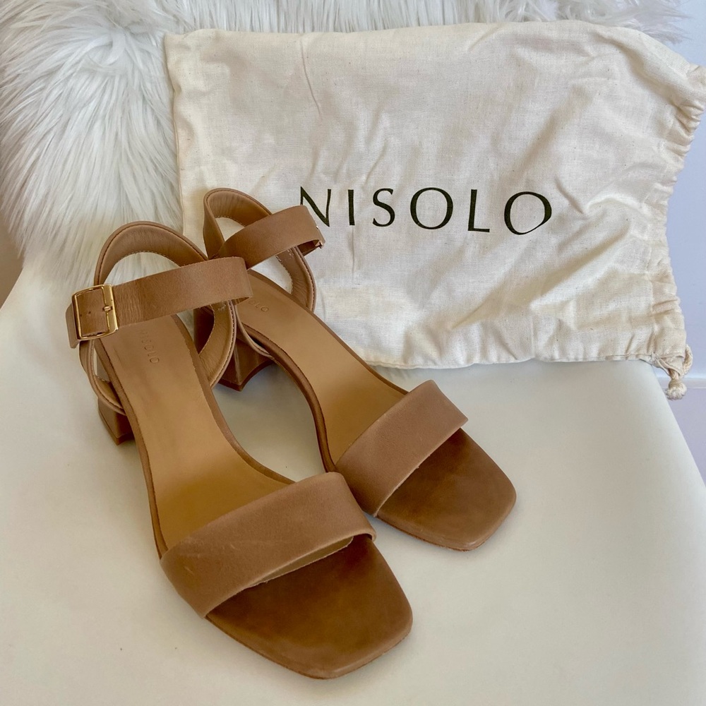 Nisolo Block Heels in Honey/Beige, Size 11 - Picture 2 of 12
